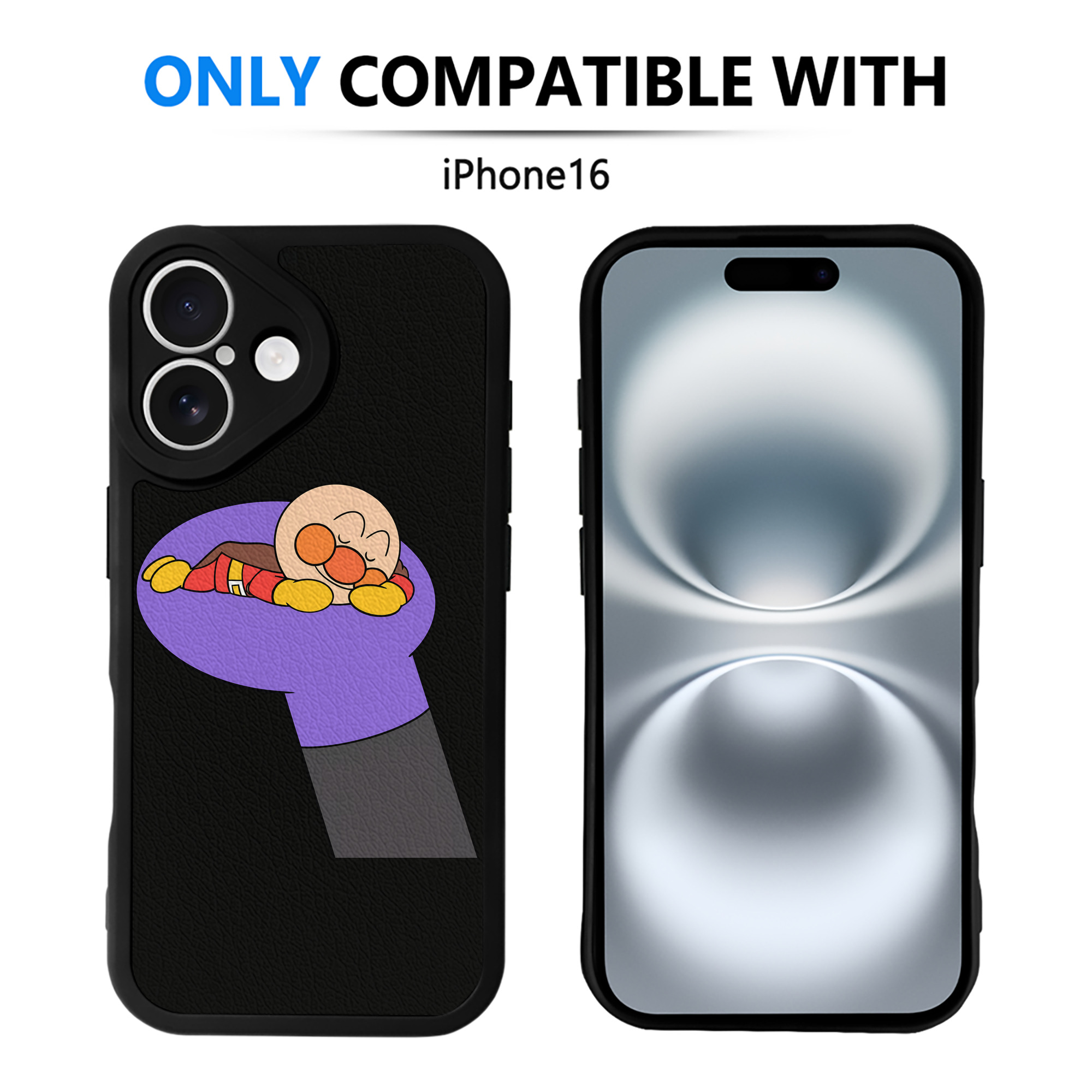 （画像用） アンパンマン Anpanman 【iPhone 16シリーズ対応】シリコンスマホケース（レザー調） 材質：シリコン